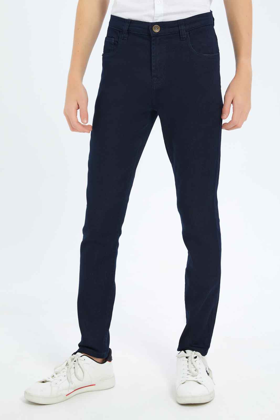 Redtag-Boys-Navy-Denim-Slim-Fit-Jeans-BSR-Jeans,-Category:Jeans,-Colour:Navy,-Deals:New-In,-Dept:Boys,-Filter:Senior-Boys-(8-to-14-Yrs),-New-In-BSR-APL,-Non-Sale,-S23A,-Section:Boys-(0-to-14Yrs)-Senior-Boys-9 to 14 Years