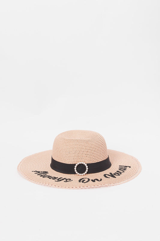 Redtag-Pink-Bow-Embellished-Hat-Category:Caps-&-Hats,-Colour:Pink,-Deals:New-In,-Dept:Ladieswear,-Filter:Women's-Accessories,-H1:ACC,-H2:LAD,-H3:LAA,-H4:FAA,-New-In,-New-In-Women-ACC,-Non-Sale,-S23A,-Season:S23B,-Section:Women,-Style:HATS,-Women-Caps-&-Hats-Women-