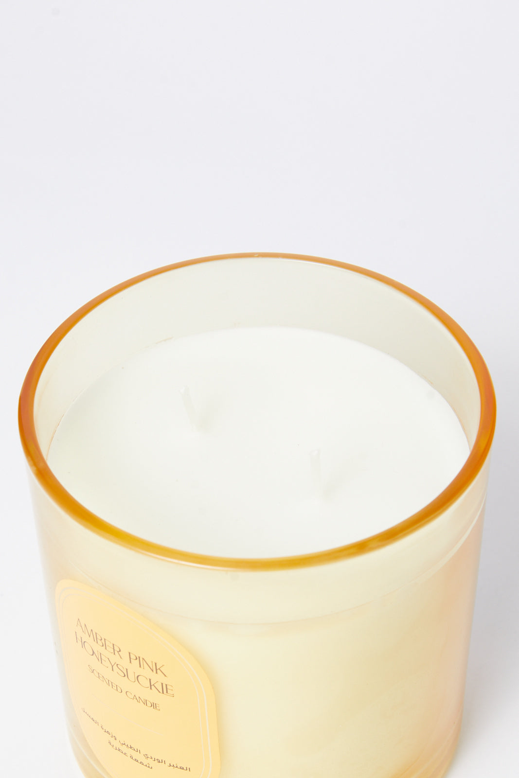 Redtag-Yellow-Honeysuckle-Pink-Clay-Scented-Candle-Glass-Jar-With-Golden-Lid-Category:Candles,-Colour:Yellow,-Deals:New-In,-Dept:Home,-Filter:Home-Decor,-HMW-HOM-Candle-&-Fragrances,-New-In-HMW-HOM,-Non-Sale,-S23B,-Section:Homewares-Home-Decor-