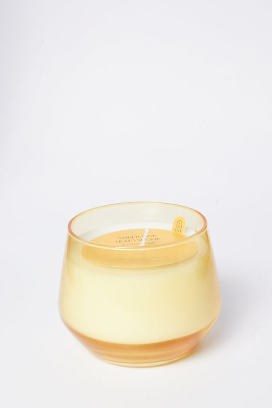 Redtag-Yellow-Honeysuckle-Pink-Clay-Scented-Candle-Glass-Jar-Category:Candles,-Colour:Yellow,-Deals:New-In,-Dept:Home,-Filter:Home-Decor,-HMW-HOM-Candle-&-Fragrances,-New-In-HMW-HOM,-Non-Sale,-S23B,-Section:Homewares-Home-Decor-