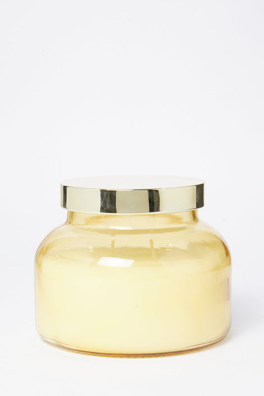 Redtag-Yellow-Honeysuckle-Pink-Clay-Scented-Candle-Glass-Jar-With-Golden-Lid-Category:Candles,-Colour:Yellow,-Deals:New-In,-Dept:Home,-Filter:Home-Decor,-HMW-HOM-Candle-&-Fragrances,-New-In-HMW-HOM,-Non-Sale,-S23B,-Section:Homewares-Home-Decor-