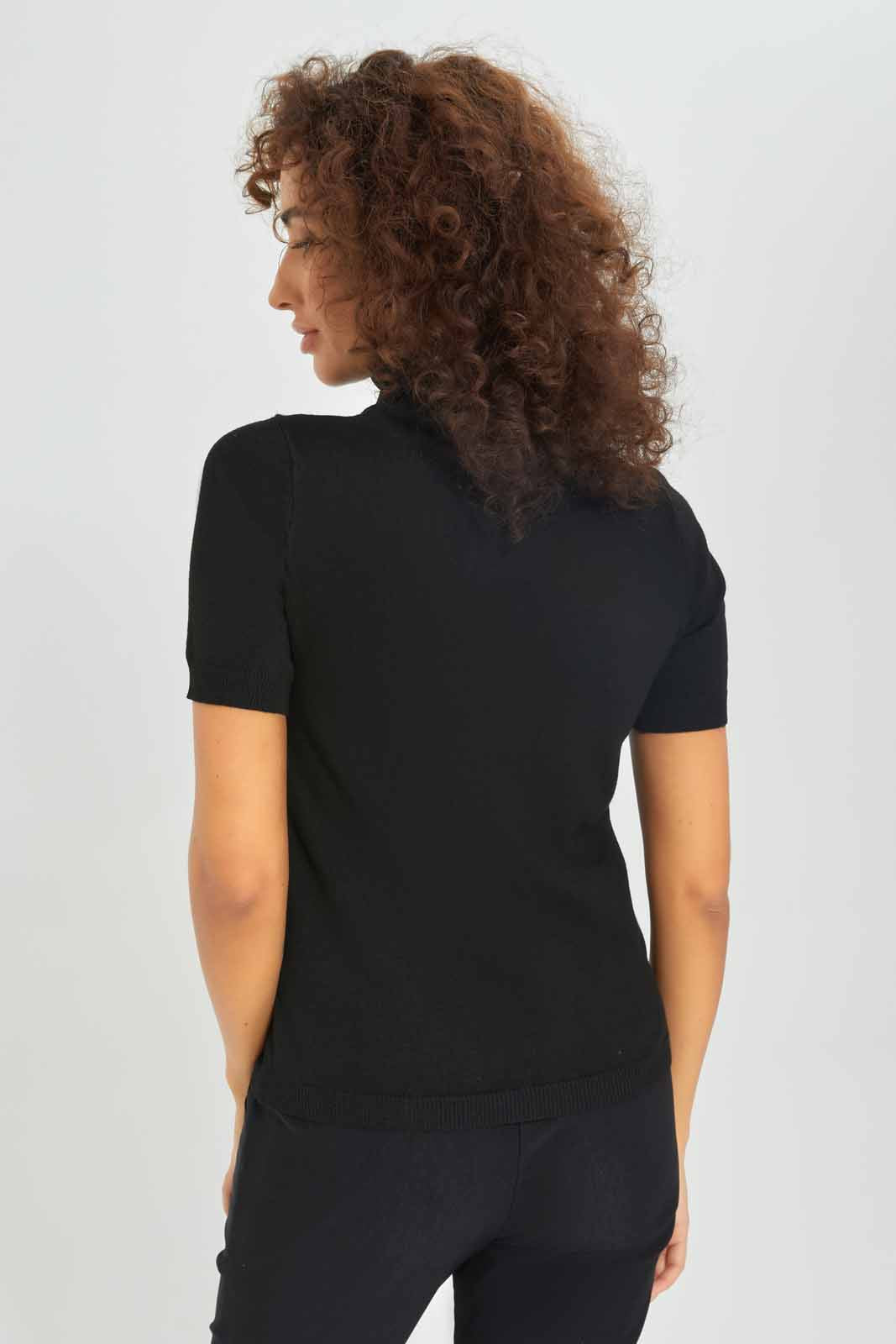 Redtag-Women-Black-High-Neck-Short-Sleeve-Category:Pullovers,-Colour:Black,-Deals:New-In,-Dept:Ladieswear,-Filter:Women's-Clothing,-New-In-Women-APL,-Non-Sale,-S23A,-Section:Women,-Women-Pullovers-Women's-