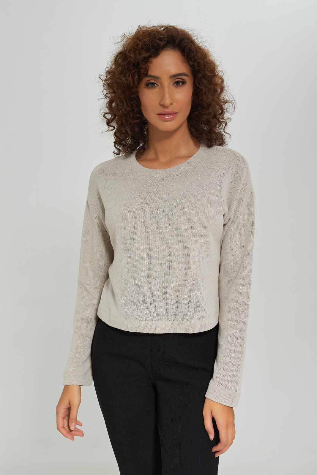 Redtag-Women-Striped-Long-Sleeve-Crewneck-Pullover-Category:Pullovers,-Colour:Ivory,-Deals:New-In,-Dept:Ladieswear,-Filter:Women's-Clothing,-New-In-Women-APL,-Non-Sale,-S23A,-Section:Women,-Women-Pullovers-Women's-