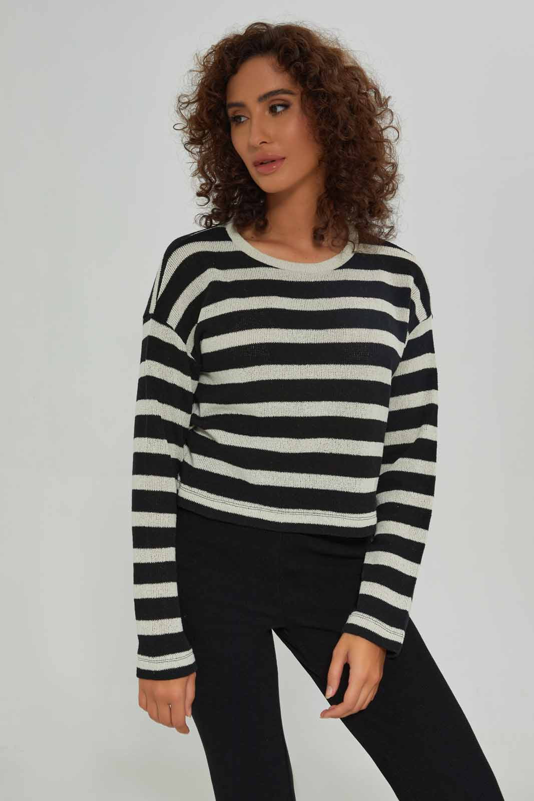 Redtag-Women-Striped-Long-Sleeve-Crewneck-Pullover-Category:Pullovers,-Colour:Assorted,-Deals:New-In,-Dept:Ladieswear,-Filter:Women's-Clothing,-New-In-Women-APL,-Non-Sale,-S23A,-Section:Women,-Women-Pullovers-Women's-