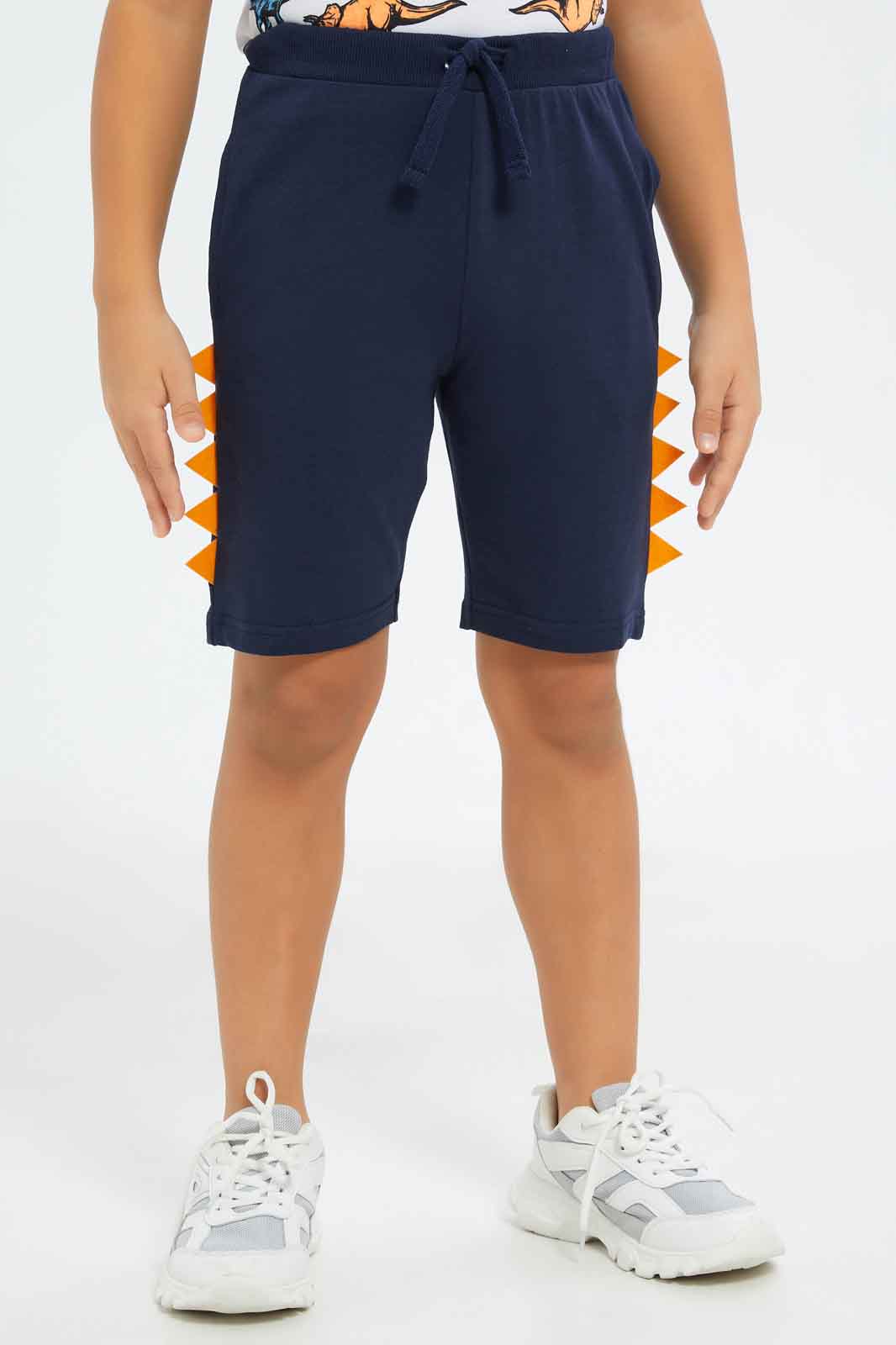 Redtag-Boys-White-Dino-Aop-T-Shirt-With-Terry-Bottom-BOY-Sets,-Category:Sets,-Colour:White,-Deals:New-In,-Dept:Boys,-Filter:Boys-(2-to-8-Yrs),-New-In-BOY-APL,-Non-Sale,-S23A,-Section:Boys-(0-to-14Yrs)-Boys-2 to 8 Years