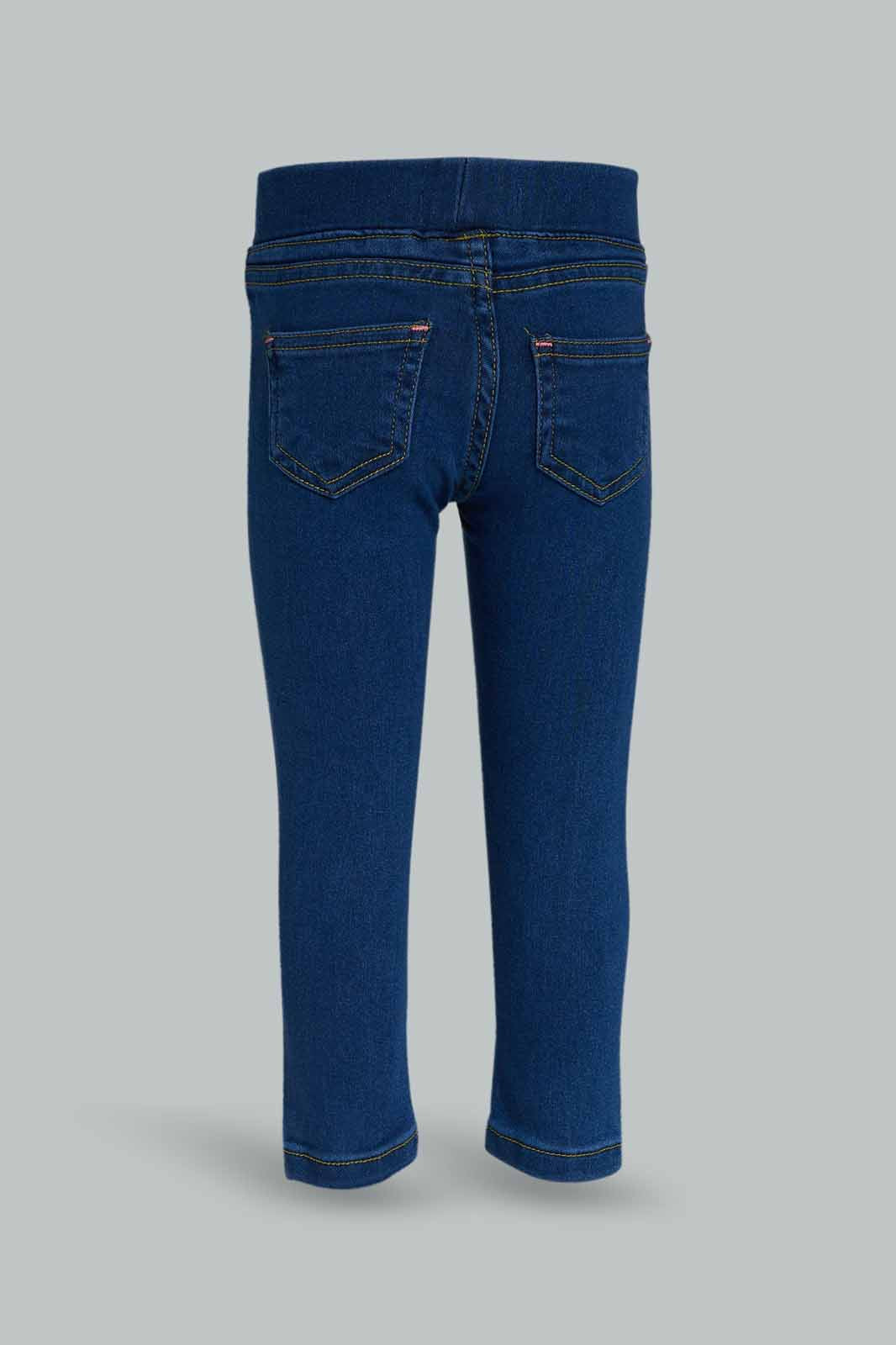 Redtag-Girls-Dark-Wash-Basic-Jegging-Category:Jeggings,-Colour:Dark-Wash,-Deals:New-In,-Dept:Girls,-Filter:Infant-Girls-(3-to-24-Mths),-ING-Jeggings,-New-In-ING-APL,-Non-Sale,-S23A,-Section:Girls-(0-to-14Yrs),-VLM-Infant-Girls-3 to 24 Months