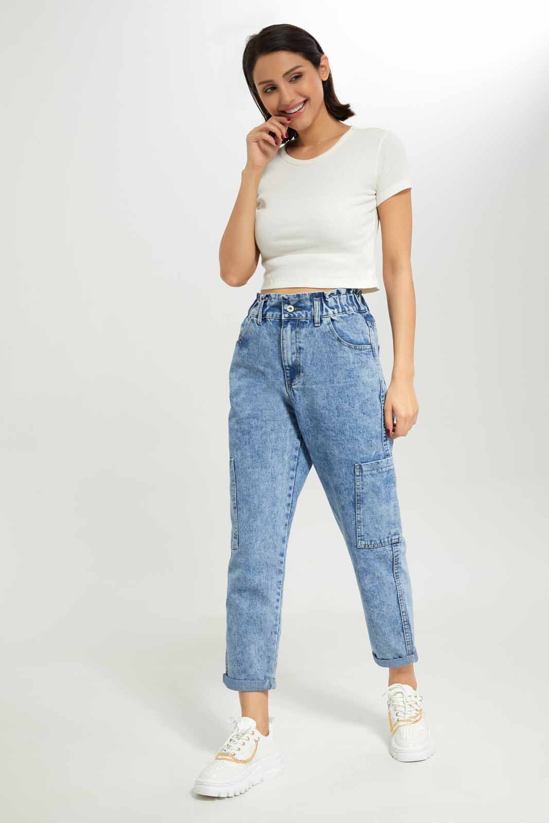Redtag-Women-Ivory-Rib-Cropped-Tee-Category:T-Shirts,-Colour:Ivory,-Deals:New-In,-Dept:Ladieswear,-Filter:Women's-Clothing,-KSH,-New-In-Women-APL,-Non-Sale,-S23A,-Section:Women,-Women-T-Shirts-Women's-