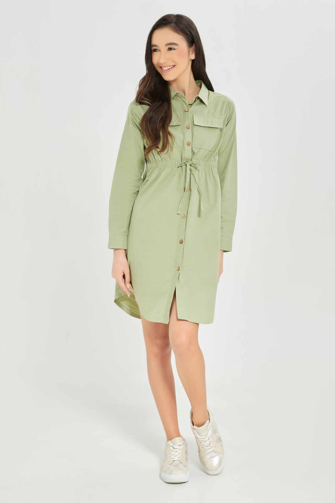 Redtag-Girls-Mint-Shirt-Dress-Category:Dresses,-Colour:Green,-Deals:New-In,-Dept:Girls,-Filter:Senior-Girls-(8-to-14-Yrs),-GSR-Dresses,-New-In-GSR-APL,-Non-Sale,-S23A,-Section:Girls-(0-to-14Yrs)-Senior-Girls-9 to 14 Years