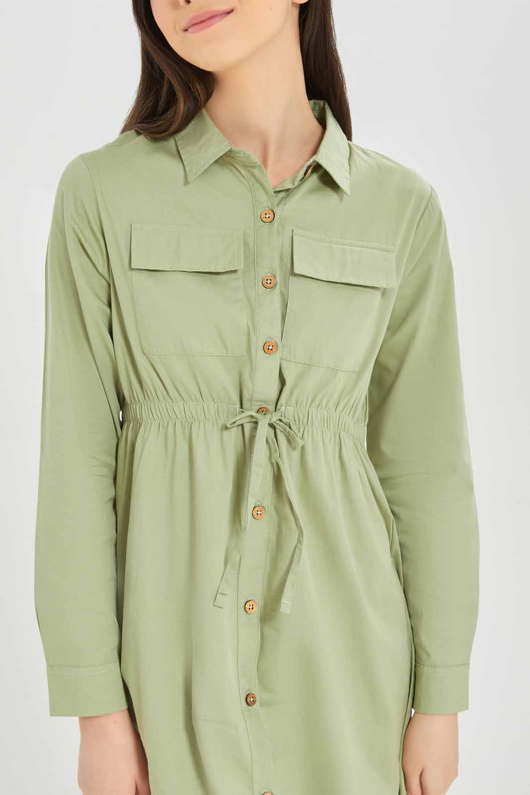 Redtag-Girls-Mint-Shirt-Dress-Category:Dresses,-Colour:Green,-Deals:New-In,-Dept:Girls,-Filter:Senior-Girls-(8-to-14-Yrs),-GSR-Dresses,-New-In-GSR-APL,-Non-Sale,-S23A,-Section:Girls-(0-to-14Yrs)-Senior-Girls-9 to 14 Years