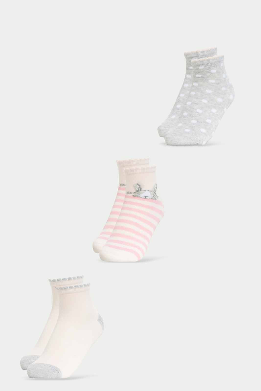 Redtag-Girls-Pink-And-Ankle-Assorted-Pack--Pack-Of-3-365,-Category:Socks,-Colour:Assorted,-Deals:New-In,-Dept:Girls,-Filter:Girls-(2-to-8-Yrs),-GIR-Socks,-New-In-GIR-APL,-Non-Sale,-Section:Girls-(0-to-14Yrs)-Girls-