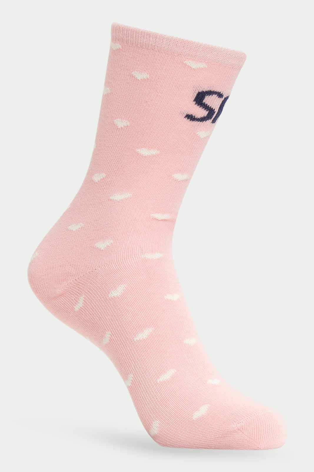 Redtag-Girls-Smile-Pink-And-Blue-Assorted-Pack--Pack-Of-3-365,-Category:Socks,-Colour:Assorted,-Deals:New-In,-Dept:Girls,-Filter:Girls-(2-to-8-Yrs),-GIR-Socks,-New-In-GIR-APL,-Non-Sale,-Section:Girls-(0-to-14Yrs)-Girls-