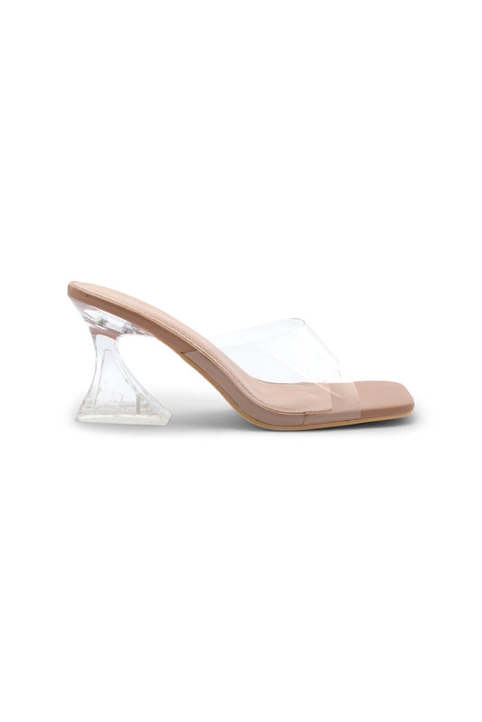 Redtag-White-Vinyl-Mule-With-Perspex-Heel-Category:Sandals,-Colour:Beige,-Deals:New-In,-Filter:Women's-Footwear,-LEC-Sandals,-N/A,-New-In-Women-FOO,-Non-Sale,-S23A,-Section:Women-Women's-