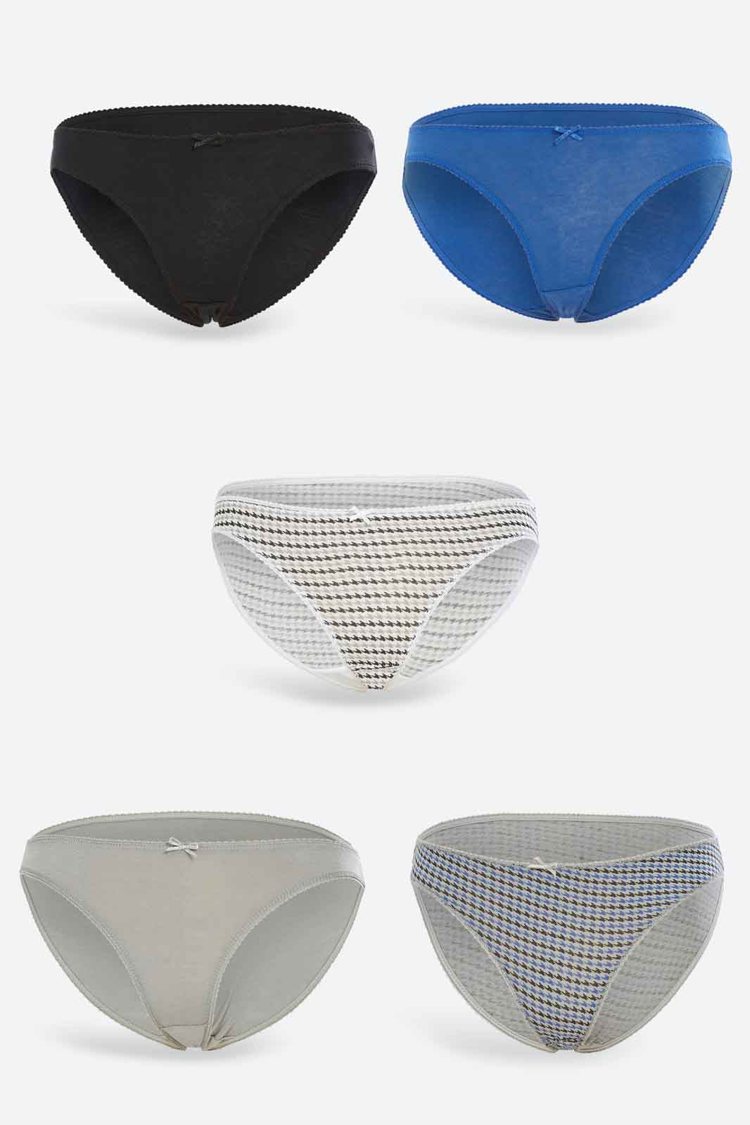 Redtag-Women-Assorted-Print/Plain-Bikini-Briefs-(5-Pack)-365,-Category:Briefs,-Colour:Assorted,-Deals:New-In,-Dept:Ladieswear,-Filter:Women's-Clothing,-New-In-Women-APL,-Non-Sale,-Section:Women,-Women-Briefs--