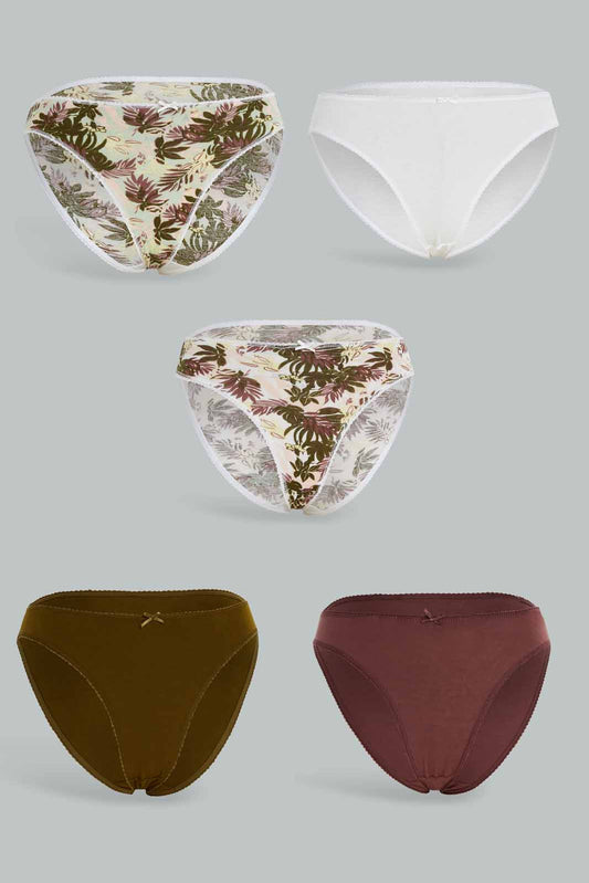 Redtag-Women-Assorted-Print/Plain-Hileg-Briefs-(5-Pack)-365,-Category:Briefs,-Colour:Assorted,-Deals:New-In,-Dept:Ladieswear,-Filter:Women's-Clothing,-New-In-Women-APL,-Non-Sale,-Section:Women,-Women-Briefs--
