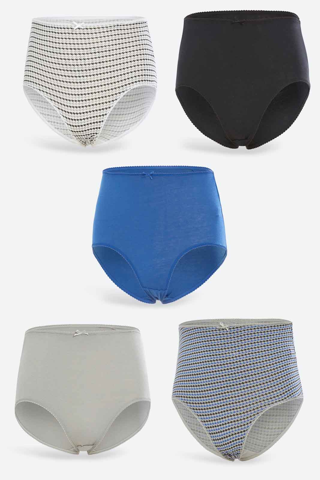 Redtag-Women-Assorted-Print/Plain-Hileg-Briefs-(5-Pack)-365,-Category:Briefs,-Colour:Assorted,-Deals:New-In,-Dept:Ladieswear,-Filter:Women's-Clothing,-New-In-Women-APL,-Non-Sale,-Section:Women,-Women-Briefs--