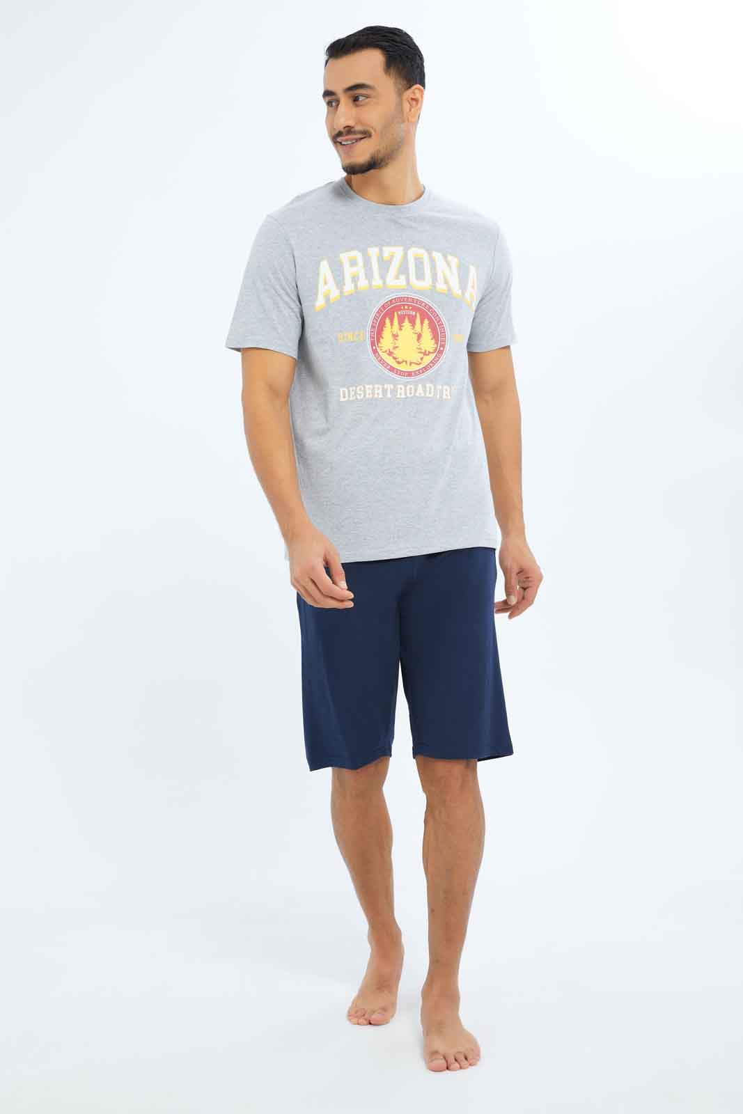 Redtag-Men-Slate-Grey-T-Shirt-&-Navy-Shorts-Pyjama-Sets-Category:Pyjama-Sets,-Colour:Charcoal,-Deals:New-In,-Dept:Menswear,-Filter:Men's-Clothing,-Men-Pyjama-Sets,-New-In-Men-APL,-Non-Sale,-S23B,-Section:Men-Men's-