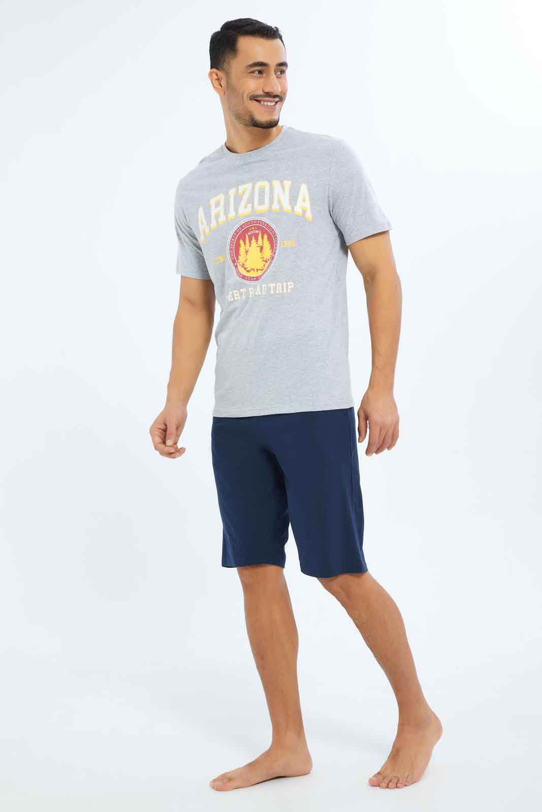 Redtag-Men-Slate-Grey-T-Shirt-&-Navy-Shorts-Pyjama-Sets-Category:Pyjama-Sets,-Colour:Charcoal,-Deals:New-In,-Dept:Menswear,-Filter:Men's-Clothing,-Men-Pyjama-Sets,-New-In-Men-APL,-Non-Sale,-S23B,-Section:Men-Men's-