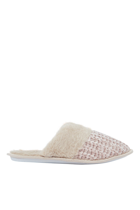 Redtag-Pink-Cable-Knit-Slipper-Category:Slippers,-Colour:Pink,-Deals:New-In,-Filter:Women's-Footwear,-N/A,-New-In-Women-FOO,-Non-Sale,-S23A,-Section:Women,-Women-Slippers-Women's-