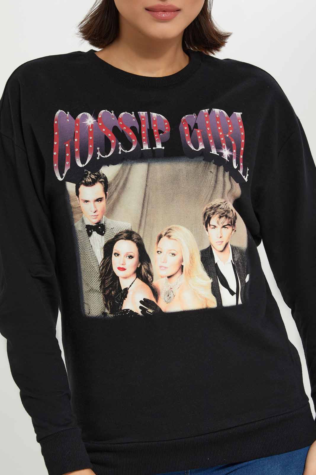 Redtag-Women-Black-Gossip-Cirl-Printed-Sweatshirt-Category:Sweatshirts,-Colour:Black,-Deals:New-In,-Dept:Ladieswear,-Filter:Women's-Clothing,-New-In-Women-APL,-Non-Sale,-S23A,-Section:Women,-TBL,-Women-Sweatshirts-Women's-