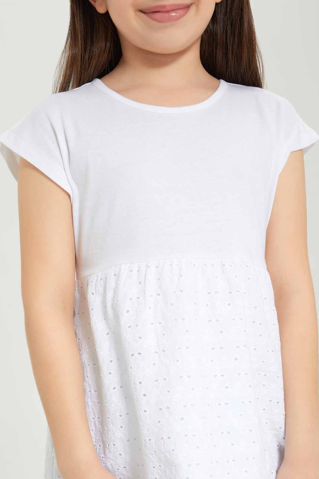 Redtag-Girls-White-Knit-Anglaise-Jersey-Top-White-Category:Jackets,-Colour:White,-Deals:New-In,-Dept:Girls,-Filter:Girls-(2-to-8-Yrs),-GIR-Jackets,-New-In-GIR-APL,-Non-Sale,-S23A,-Section:Girls-(0-to-14Yrs)--