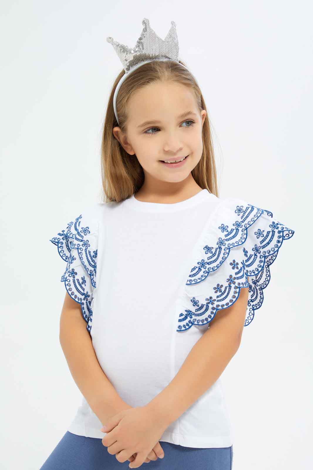 Redtag-Girls-Blue-Embroidered-Jersey-Top--Blue-Category:Jackets,-Colour:Blue,-Deals:New-In,-Dept:Girls,-Filter:Girls-(2-to-8-Yrs),-GIR-Jackets,-New-In-GIR-APL,-Non-Sale,-S23A,-Section:Girls-(0-to-14Yrs)--