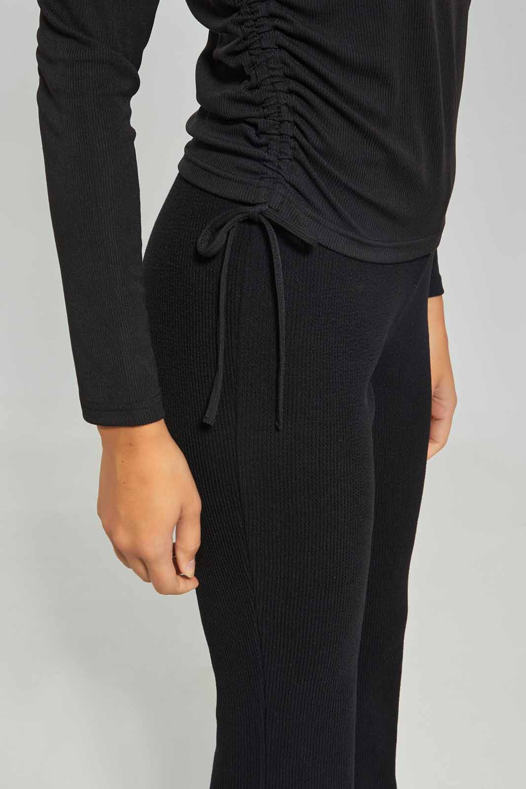 Redtag-Women-Long-Sleeve-Side-Ruched-Tshirt-Category:T-Shirts,-Colour:Black,-Deals:New-In,-Dept:Ladieswear,-Filter:Women's-Clothing,-New-In-Women-APL,-Non-Sale,-S23A,-Section:Women,-TBL,-Women-T-Shirts-Women's-