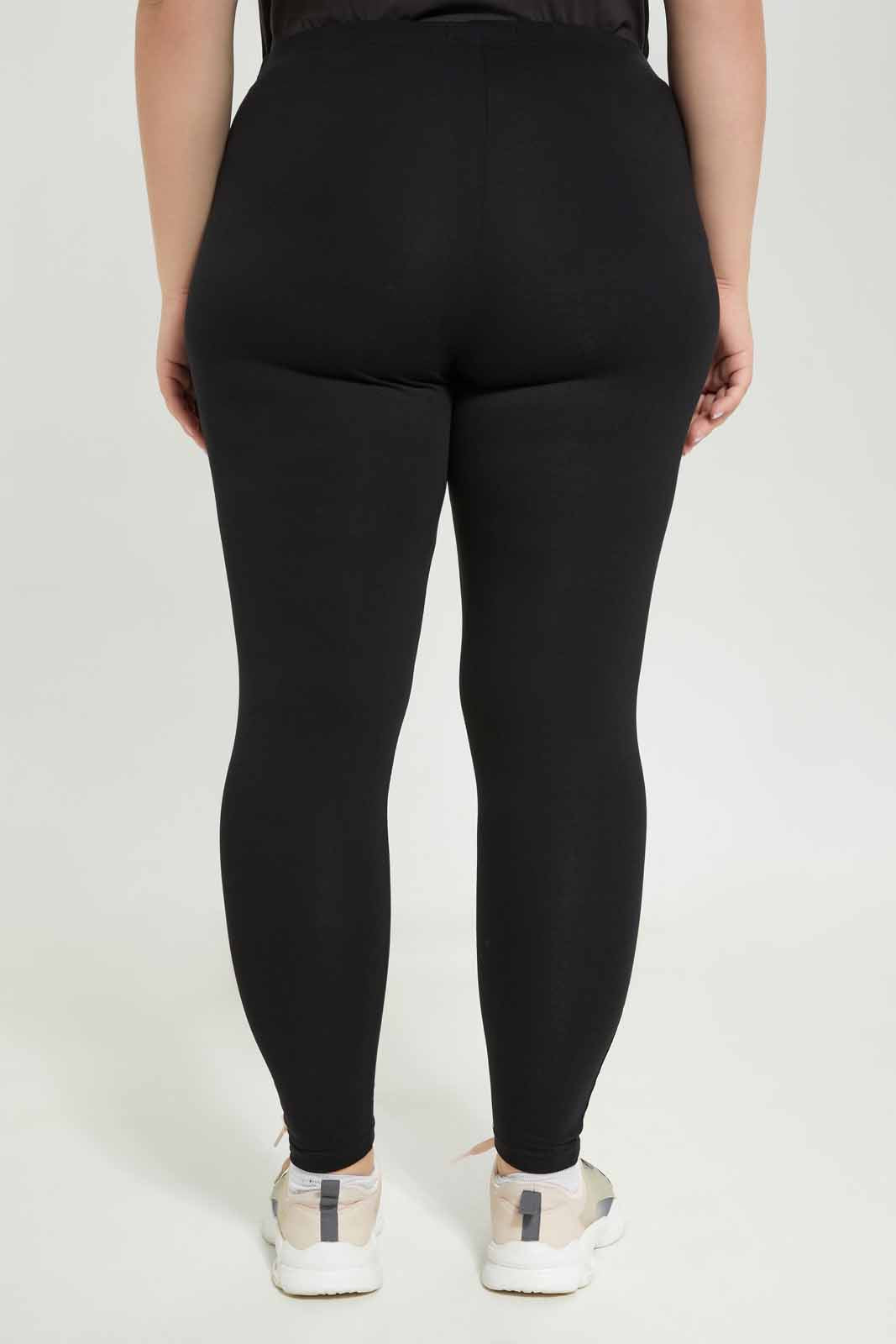 Redtag-Women-Black-Basic-Two-Pack-Legging--Long-&-Corp-Category:Leggings,-Colour:Black,-Deals:New-In,-Dept:Ladieswear,-Filter:Plus-Size,-LDP-Leggings,-New-In-LDP-APL,-Non-Sale,-S23A,-Section:Women-Women's-
