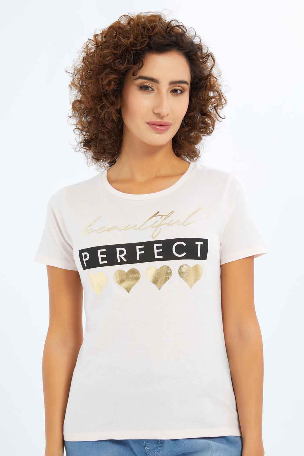 Redtag-Women-Pink-Photographic-Print-T-Shirt-Category:T-Shirts,-Colour:Apricot,-Deals:New-In,-Dept:Ladieswear,-Filter:Women's-Clothing,-New-In-Women-APL,-Non-Sale,-S23A,-Section:Women,-TBL,-Women-T-Shirts-Women's-