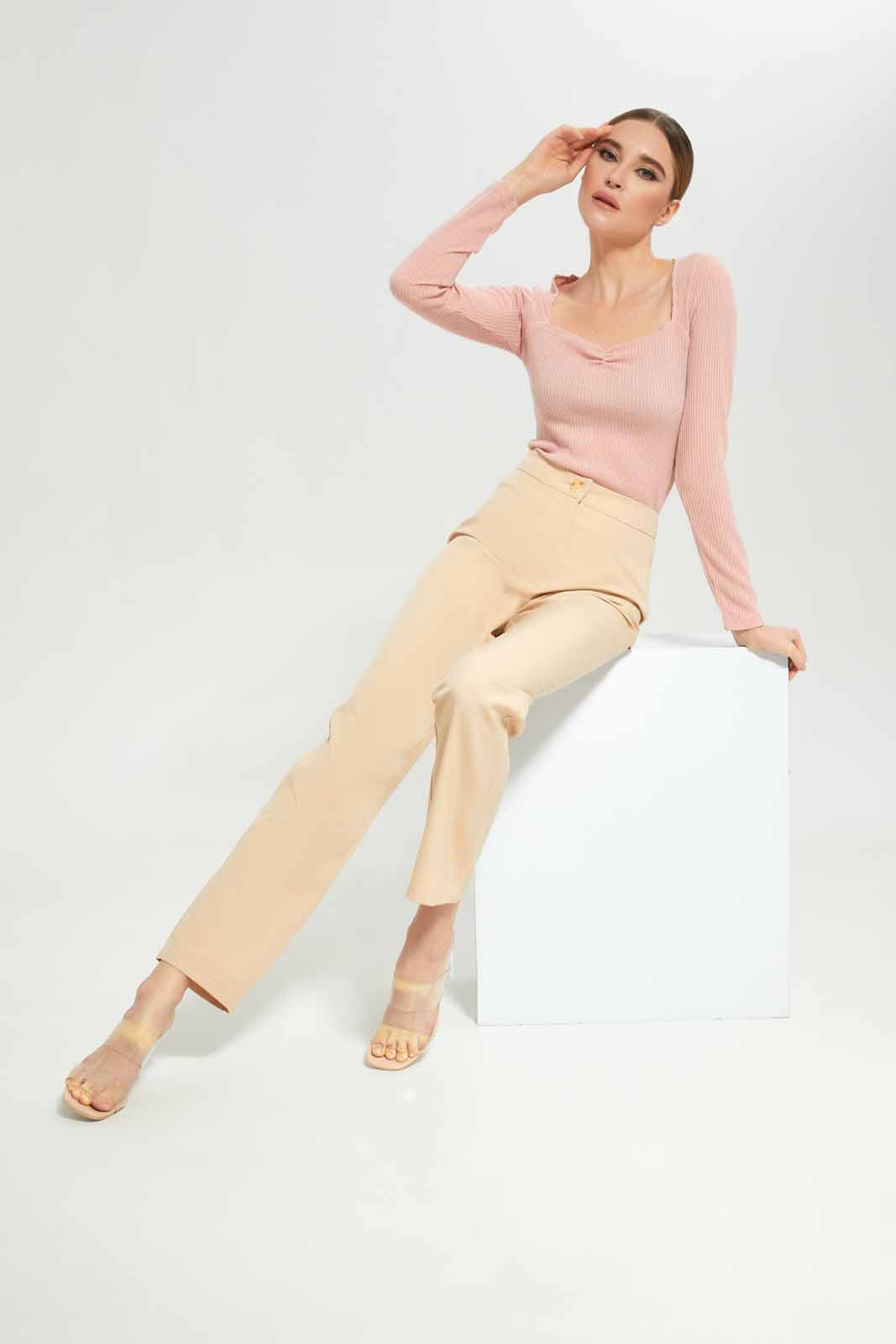 Redtag-Women-Pink-Longsleeve-Top-Category:Tops,-Colour:Apricot,-Deals:New-In,-Dept:Ladieswear,-Filter:Women's-Clothing,-LEC,-LEC-Tops,-New-In-LEC-APL,-Non-Sale,-S23A,-Section:Women-Women's-