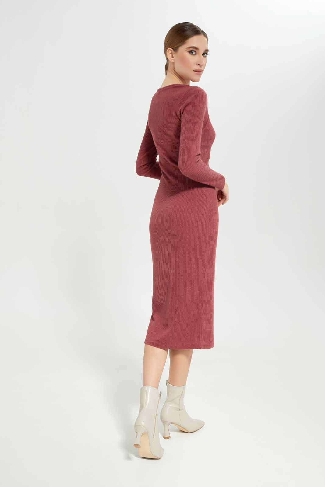 Redtag-Women-Red-Longsleeve-Dress-Category:Dresses,-Colour:Red,-Deals:New-In,-Dept:Ladieswear,-Filter:Women's-Clothing,-LEC,-LEC-Dresses,-New-In-LEC-APL,-Non-Sale,-S23A,-Section:Women-Women's-