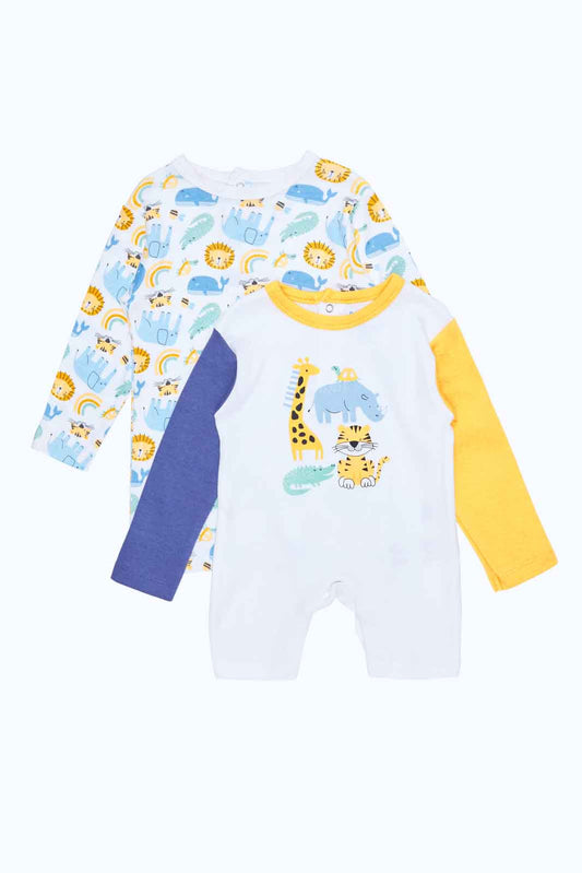 Redtag-Baby-Boy-2Pk-Romper-Half-Category:Rompers,-Colour:Assorted,-Deals:New-In,-Dept:New-Born,-Filter:Baby-(0-to-12-Mths),-NBF-Rompers,-New-In-NBF-APL,-Non-Sale,-S23B,-Section:Boys-(0-to-14Yrs)-Baby-0 to 12 Months