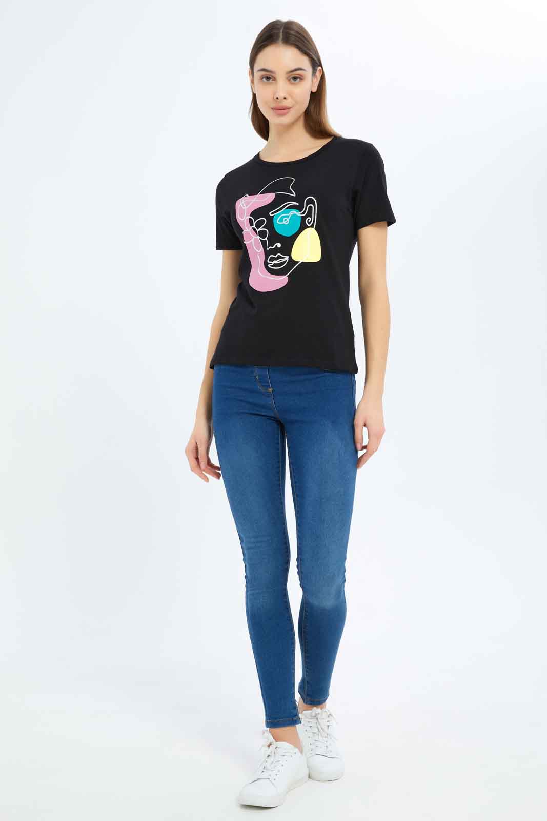 Redtag-Women-Black-Photographic-Print-T-Shirt-Category:T-Shirts,-Colour:Black,-Deals:2-FOR-37,-Deals:New-In,-Dept:Ladieswear,-Filter:Women's-Clothing,-New-In-Women-APL,-Non-Sale,-S23A,-Section:Women,-TBL,-Women-T-Shirts-Women's-