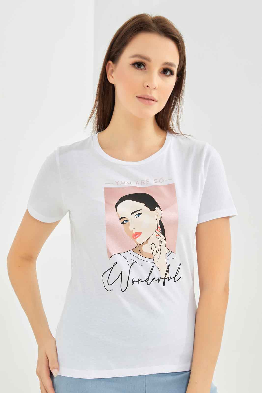 Redtag-Women-White-Photographic-Print-T-Shirt-Category:T-Shirts,-Colour:White,-Deals:New-In,-Dept:Ladieswear,-Filter:Women's-Clothing,-New-In-Women-APL,-Non-Sale,-S23A,-Section:Women,-TBL,-Women-T-Shirts-Women's-