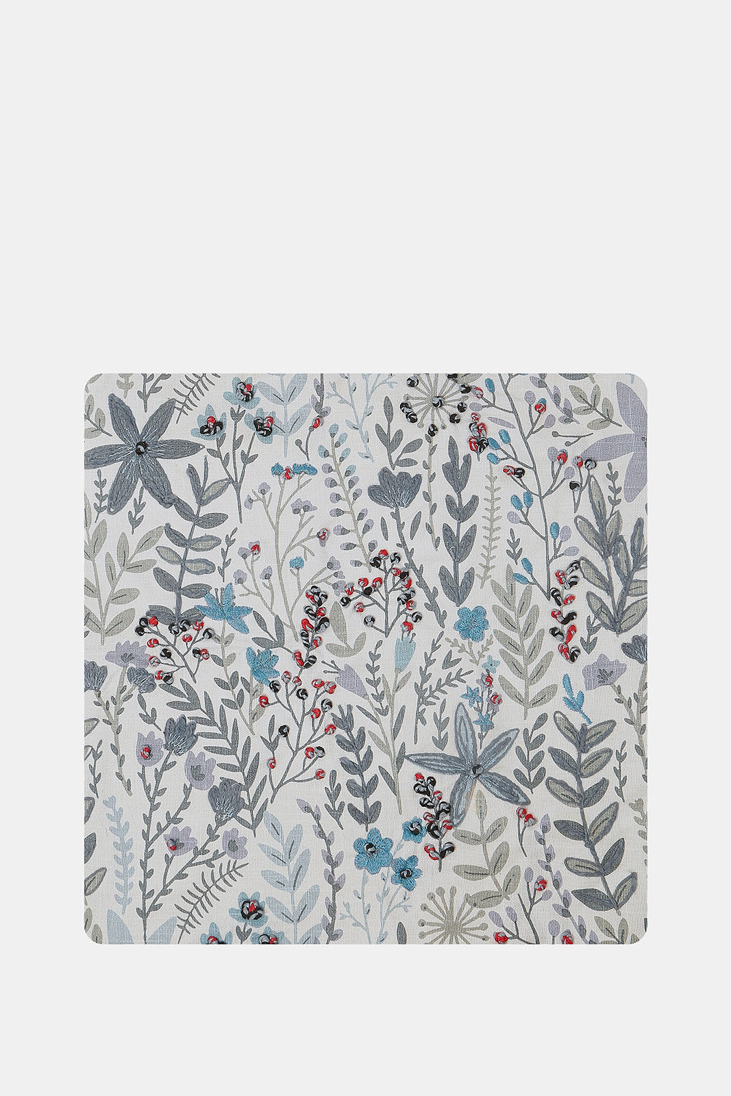 Redtag-Blue-Botanical-Print-&-Embroidery-Cushion-Category:Cushions,-Colour:Blue,-Deals:New-In,-Dept:Home,-Filter:Home-Bedroom,-HMW-BED-Cushions,-New-In-HMW-BED,-Non-Sale,-S23A,-Section:Homewares-Home-Bedroom-