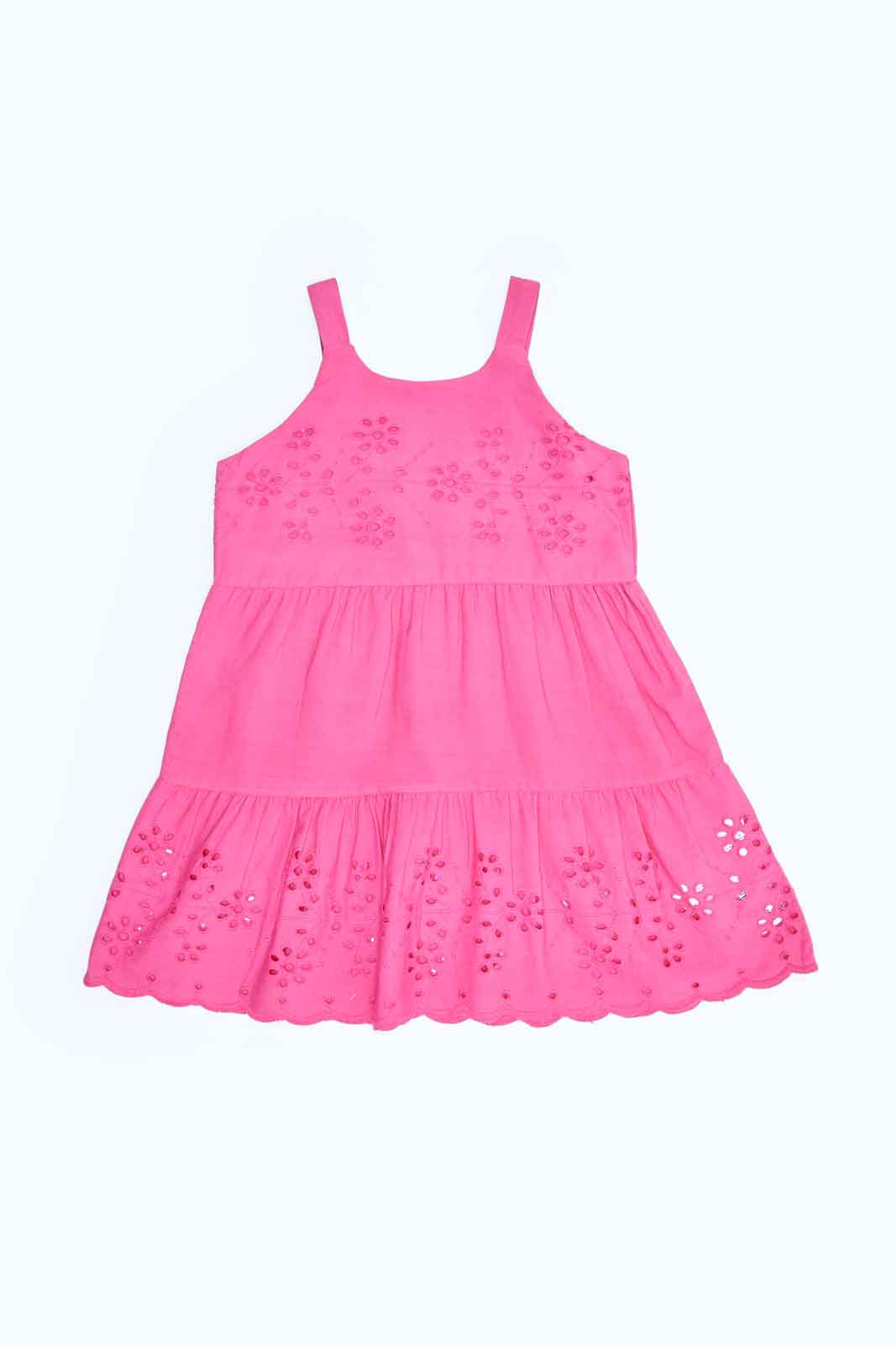 Redtag-Girls-Pink-Schifli-Hem-Dress-Category:Dresses,-Colour:Apricot,-Deals:2-FOR-89,-Deals:New-In,-Dept:Girls,-Filter:Infant-Girls-(3-to-24-Mths),-ING-Dresses,-MQN,-New-In-ING-APL,-Non-Sale,-S23B,-Section:Girls-(0-to-14Yrs)-Infant-Girls-3 to 24 Months
