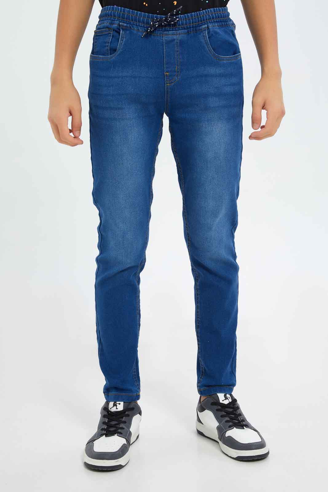 Redtag-Boys-Blue-Pull-On-Jeans-BSR-Jeans,-Category:Jeans,-Colour:Blue,-Deals:New-In,-Dept:Boys,-Filter:Senior-Boys-(8-to-14-Yrs),-FIT-WALL-(FTW),-New-In-BSR-APL,-Non-Sale,-S23A,-Section:Boys-(0-to-14Yrs)-Senior-Boys-9 to 14 Years