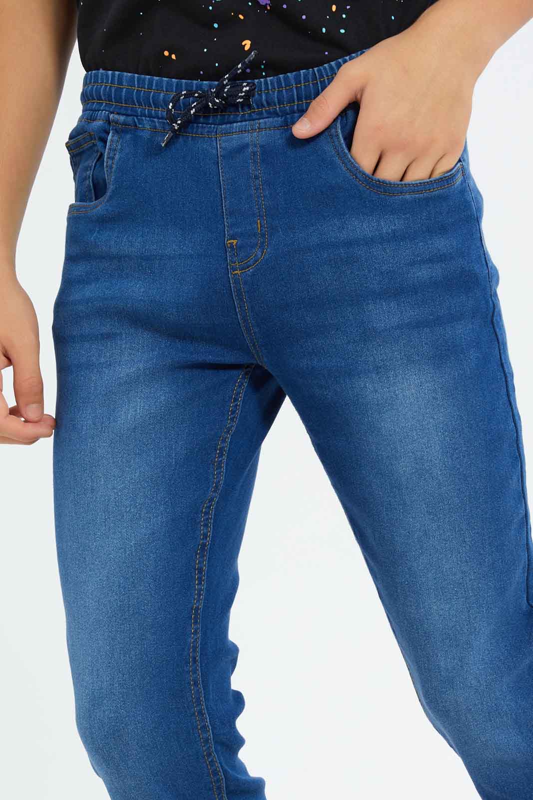 Redtag-Boys-Blue-Pull-On-Jeans-BSR-Jeans,-Category:Jeans,-Colour:Blue,-Deals:New-In,-Dept:Boys,-Filter:Senior-Boys-(8-to-14-Yrs),-FIT-WALL-(FTW),-New-In-BSR-APL,-Non-Sale,-S23A,-Section:Boys-(0-to-14Yrs)-Senior-Boys-9 to 14 Years