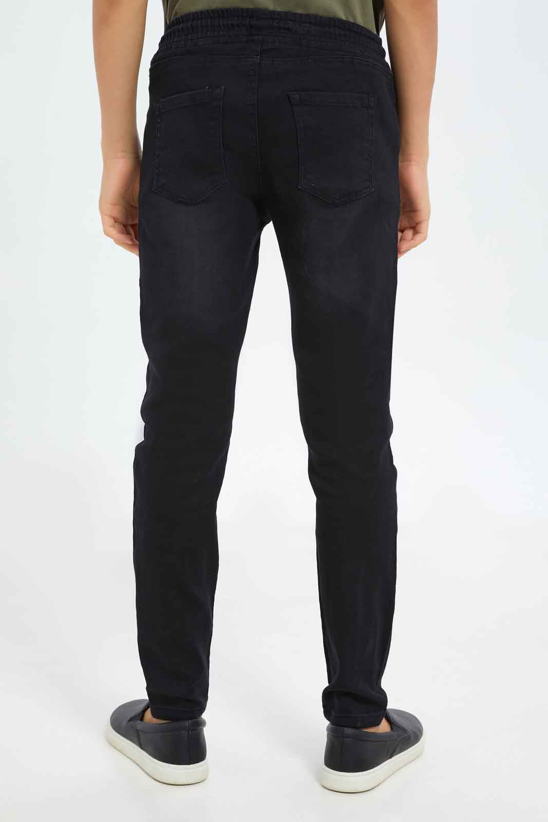 Redtag-Boys-Black-Pull-On-Jeans-BSR-Jeans,-Category:Jeans,-Colour:Black,-Deals:New-In,-Dept:Boys,-Filter:Senior-Boys-(8-to-14-Yrs),-FIT-WALL-(FTW),-New-In-BSR-APL,-Non-Sale,-S23A,-Section:Boys-(0-to-14Yrs)-Senior-Boys-9 to 14 Years