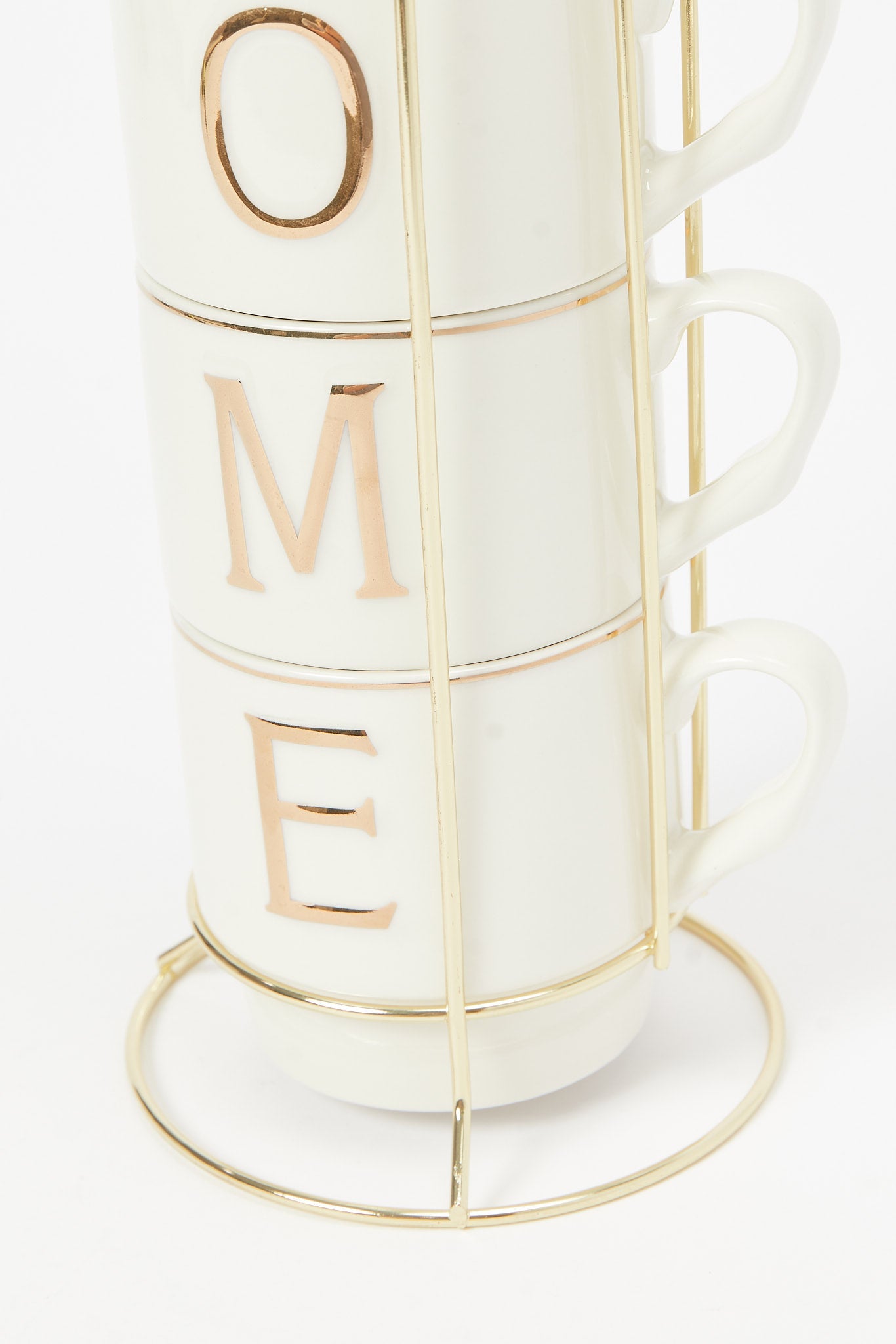 Redtag-Gold-Embossed-Stackable-Mug-With-Metal-Stand-(5-Piece)-Category:Cups-&-Mugs,-Colour:Gold,-Deals:New-In,-Dept:Home,-Filter:Home-Dining,-HMW-DIN-Crockery,-New-In-HMW-DIN,-Non-Sale,-S23A,-Section:Homewares-Home-Dining-