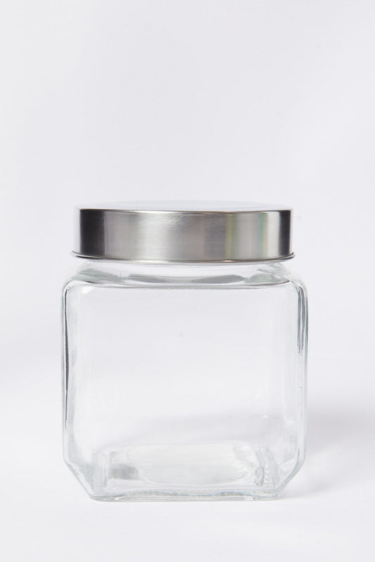 Redtag-Clear-Glass-Storage-Jar-(Small)-Category:Canisters-And-Jars,-Colour:White,-Deals:New-In,-Dept:Home,-Filter:Home-Dining,-HMW-DIN-Storage,-New-In-HMW-DIN,-Non-Sale,-S23A,-Section:Homewares-Home-Dining-