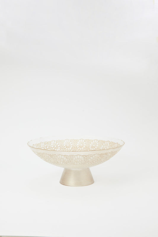 Redtag-Gold-Geomatric-Glass-Pedestal-Bowl-Category:Bowls,-Colour:Gold,-Deals:New-In,-Dept:Home,-Filter:Home-Dining,-H1:HMW,-H2:DIN,-H3:CRC,-H4:CSN,-HMW-DIN-Crockery,-New-In-HMW-DIN,-Non-Sale,-Promo:JULIETTE,-RMD,-S23B,-Season:S23B,-Section:Homewares,-Style:GOLDBAND-Home-Dining-