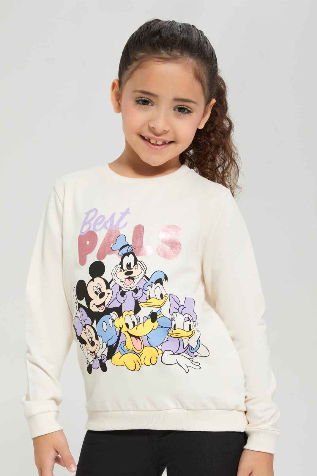 Redtag-Girls-Beige-Minnie-&-Friends-Sweatshirt-Category:Sweatshirts,-CHA,-Colour:Beige,-Deals:New-In,-Dept:Girls,-Filter:Girls-(2-to-8-Yrs),-GIR-Sweatshirts,-New-In-GIR-APL,-Non-Sale,-S23A,-Section:Girls-(0-to-14Yrs),-TBL-Girls-2 to 8 Years