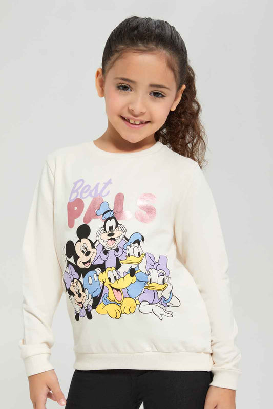 Redtag-Girls-Beige-Minnie-&-Friends-Sweatshirt-Category:Sweatshirts,-CHA,-Colour:Beige,-Deals:New-In,-Dept:Girls,-Filter:Girls-(2-to-8-Yrs),-GIR-Sweatshirts,-New-In-GIR-APL,-Non-Sale,-S23A,-Section:Girls-(0-to-14Yrs),-TBL-Girls-2 to 8 Years