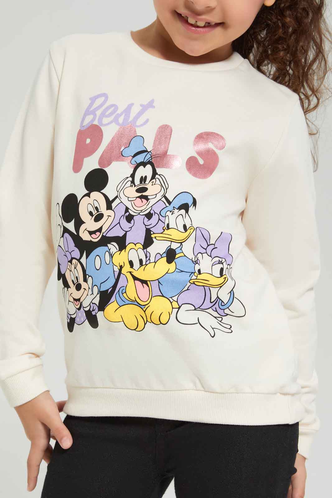 Redtag-Girls-Beige-Minnie-&-Friends-Sweatshirt-Category:Sweatshirts,-CHA,-Colour:Beige,-Deals:New-In,-Dept:Girls,-Filter:Girls-(2-to-8-Yrs),-GIR-Sweatshirts,-New-In-GIR-APL,-Non-Sale,-S23A,-Section:Girls-(0-to-14Yrs),-TBL-Girls-2 to 8 Years