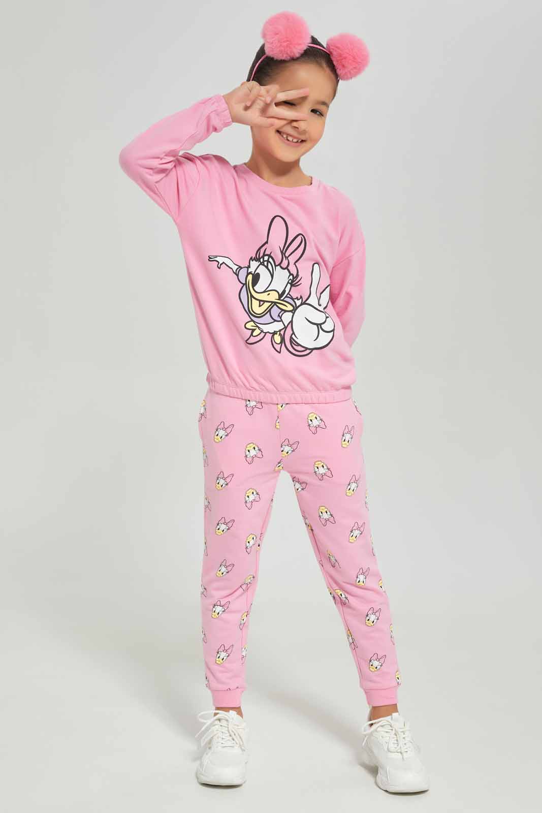 Redtag-Girls-Pink-Daisy-Sweatshirt-Category:Sweatshirts,-Colour:Apricot,-Deals:New-In,-Dept:Girls,-Filter:Girls-(2-to-8-Yrs),-GIR-Sweatshirts,-New-In-GIR-APL,-Non-Sale,-S23A,-Section:Girls-(0-to-14Yrs),-TBL-Girls-2 to 8 Years