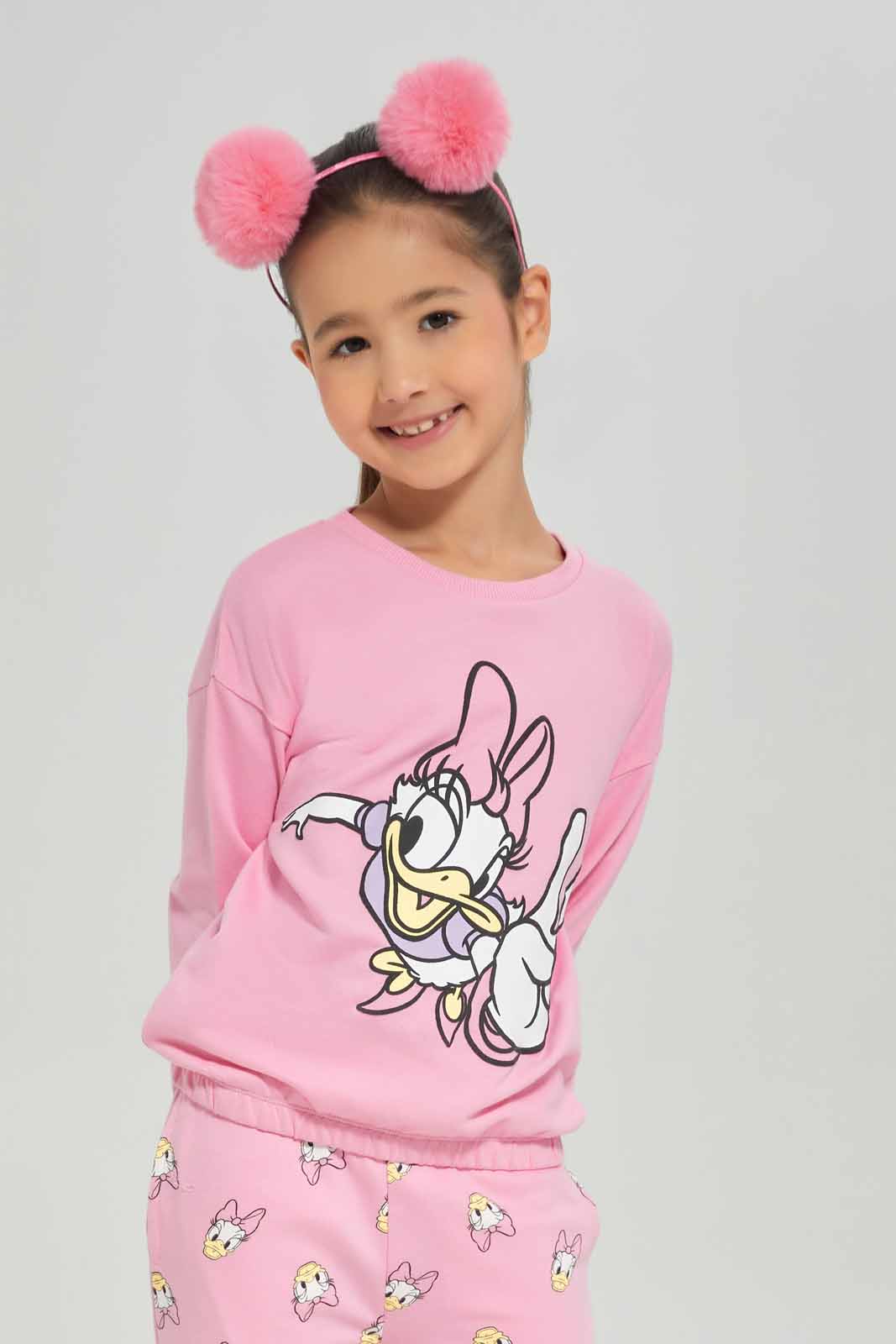 Redtag-Girls-Pink-Daisy-Sweatshirt-Category:Sweatshirts,-Colour:Apricot,-Deals:New-In,-Dept:Girls,-Filter:Girls-(2-to-8-Yrs),-GIR-Sweatshirts,-New-In-GIR-APL,-Non-Sale,-S23A,-Section:Girls-(0-to-14Yrs),-TBL-Girls-2 to 8 Years