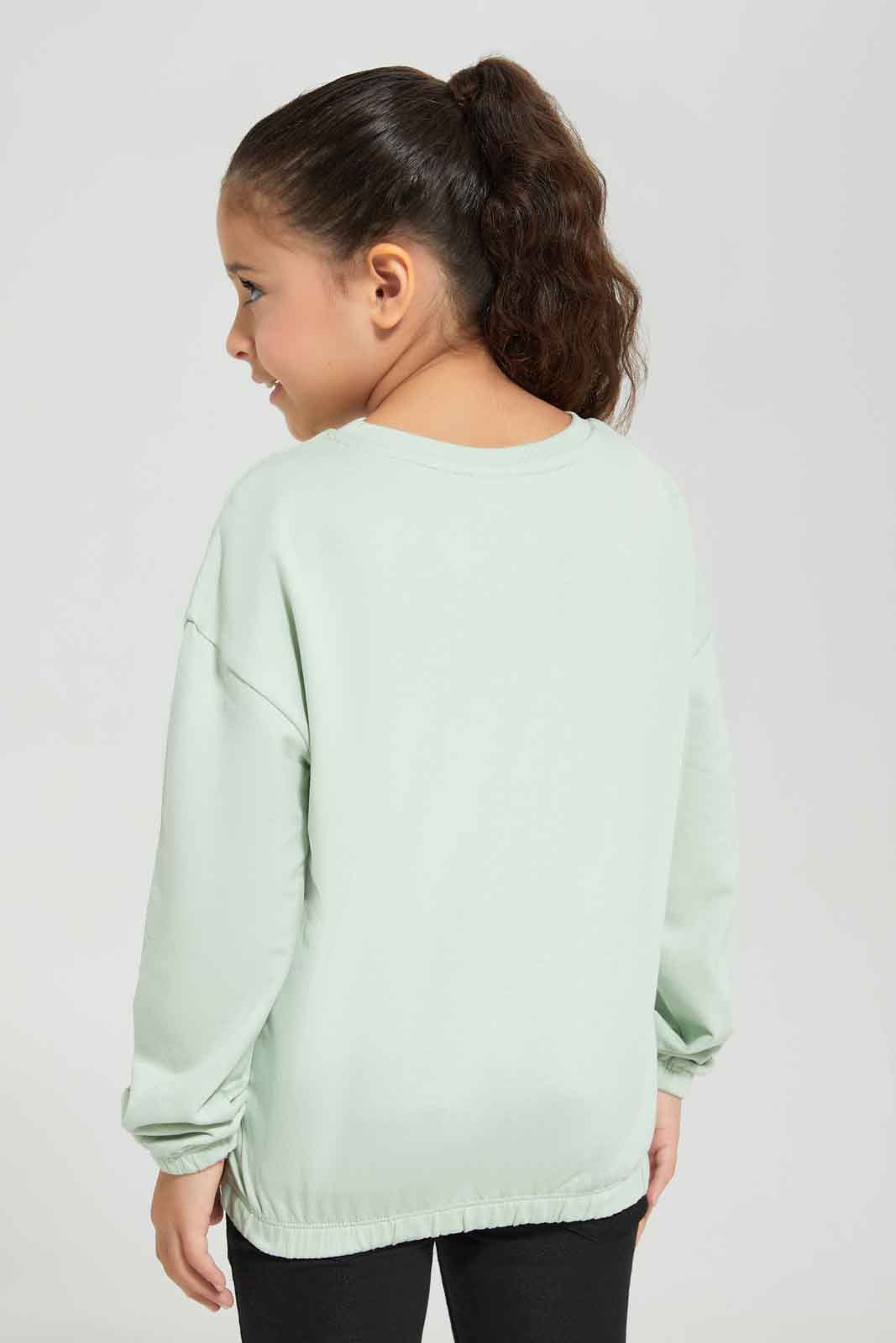 Redtag-Girls-Green-Bugs-Bunny-Sweatshirt-Category:Sweatshirts,-Colour:Green,-Deals:New-In,-Dept:Girls,-Filter:Girls-(2-to-8-Yrs),-GIR-Sweatshirts,-New-In-GIR-APL,-Non-Sale,-S23A,-Section:Girls-(0-to-14Yrs),-TBL-Girls-2 to 8 Years