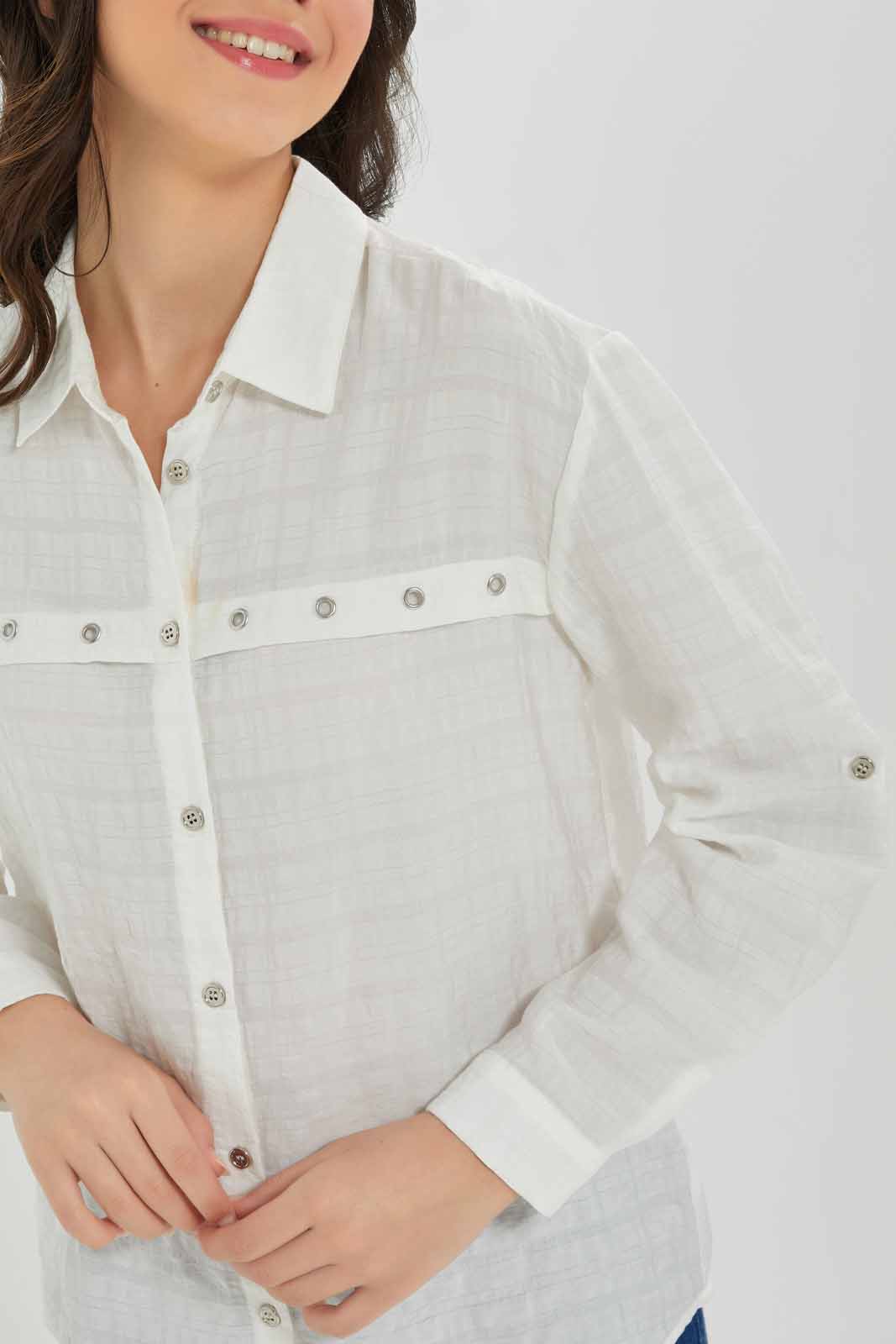 Redtag-Girls-White-Tunic-Shirt-With-Eyelets-Category:Blouses,-Colour:White,-Deals:New-In,-Dept:Girls,-Filter:Senior-Girls-(8-to-14-Yrs),-GSR-Blouses,-New-In-GSR-APL,-Non-Sale,-S23A,-Section:Girls-(0-to-14Yrs)-Senior-Girls-9 to 14 Years