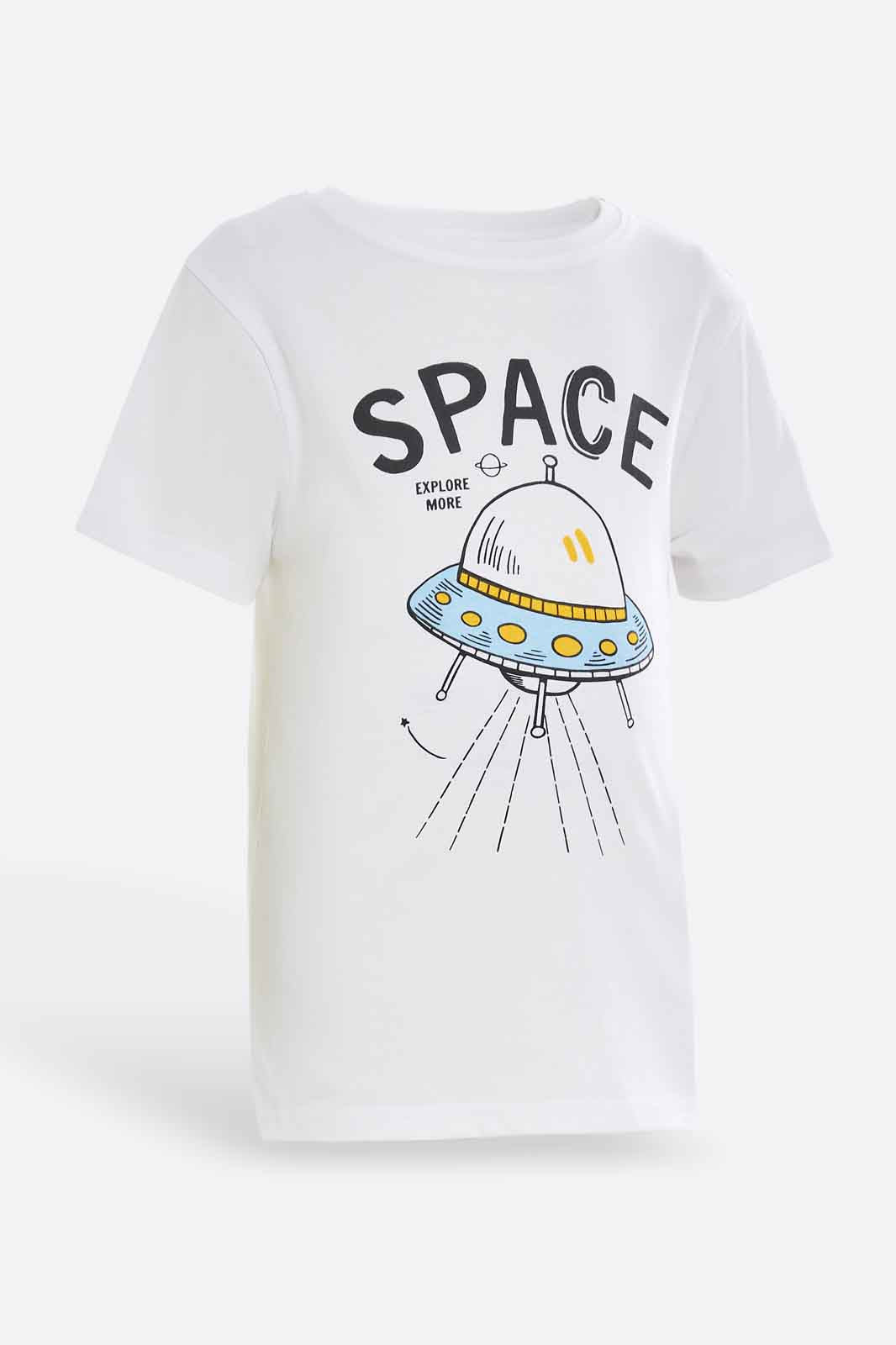 Redtag-Boys-White-Space-2-Piece-Pack-Short-Sleeve-T-Shirt-BOY-T-Shirts,-Category:T-Shirts,-Colour:White,-Deals:New-In,-Dept:Boys,-Filter:Boys-(2-to-8-Yrs),-New-In-BOY-APL,-Non-Sale,-S23A,-Section:Boys-(0-to-14Yrs),-VLM-Boys-2 to 8 Years