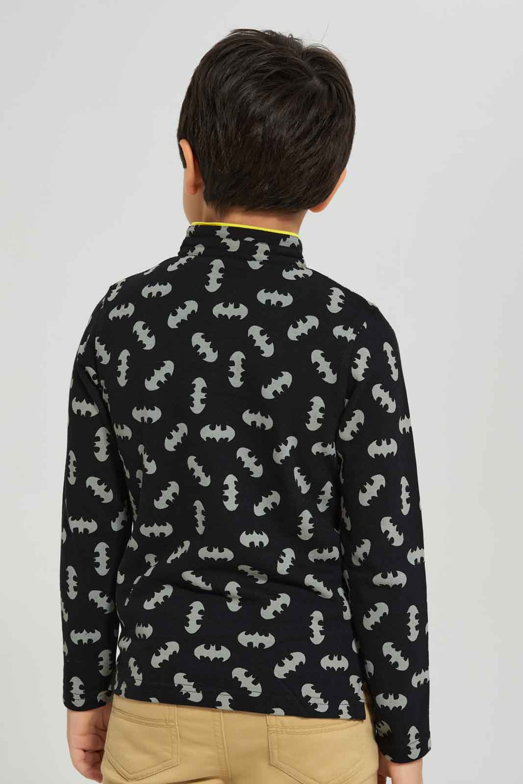 Redtag-Boys-Balck-Long-Sleeve-Batman-Aop-Charater-Polo-Shirt-BOY-Polo-T-Shirts,-Category:Polo-T-Shirts,-CHA,-Colour:Black,-Deals:New-In,-Dept:Boys,-Filter:Boys-(2-to-8-Yrs),-New-In-BOY-APL,-Non-Sale,-S23A,-Section:Boys-(0-to-14Yrs),-TBL-Boys-2 to 8 Years